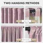 Joydeco Rose Pink 100% Blackout Curtains 102 Inch 2 Panels, Luxury Thermal Pink - Image 3