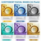 12 Pack Sheet Face Masks Skincare, Mothers Day Gifts, Collagen Face Mask - Image 2