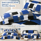 Tyrot 2 Piece Blue White Grey Quilt Set Twin Size Black White Geometric - Image 3