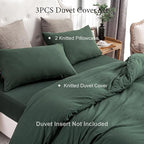 PURE ERA Jersey Knit Forest Green Duvet Cover Set 100% T-Shirt Cotton Super - Image 5