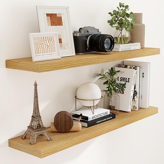 Fun Memories Floating Shelves for Wall, 48 x 9.3 Large Floating Shelf Wall by FunMemories
