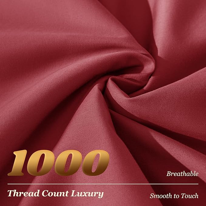 LBRO2M 100% Cotton Sheets Set Deep Pocket 19", 1000 Thread Count California - Image 4