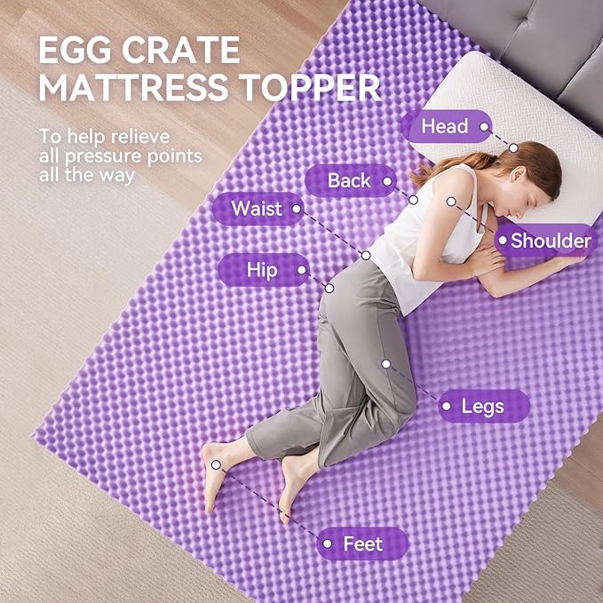 SINWEEK 2 Inch Egg Crate Memory Foam Mattress Topper Queen Size, Soft Mattress - Image 2