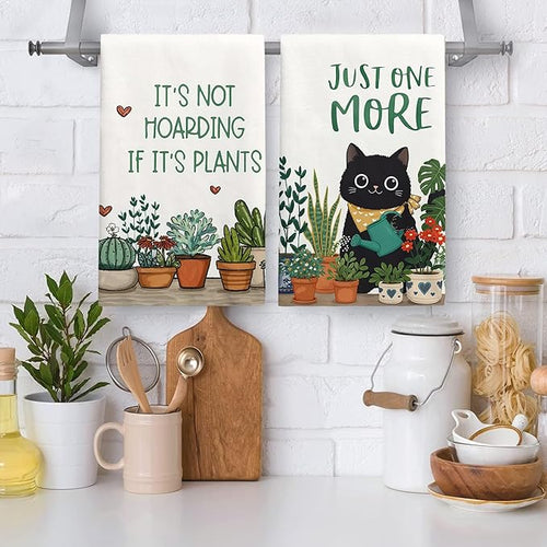 Accnicc 2 Pack Black Cat Bathroom Hand Towels Decorative Potted Plants Dish - Image 2