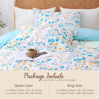LONAVA Queen Botaincal 3 Pcs Duvet Cover Set, Breathable Soft Microfiber Sky - Image 5