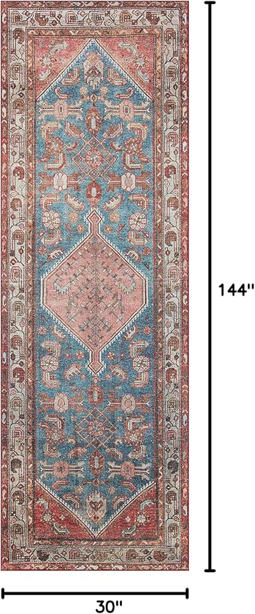 Loloi Layla Collection LAY-10 Marine/Clay 2'-6" x 12'-0" .13" Thick Runner Rug - Image 2