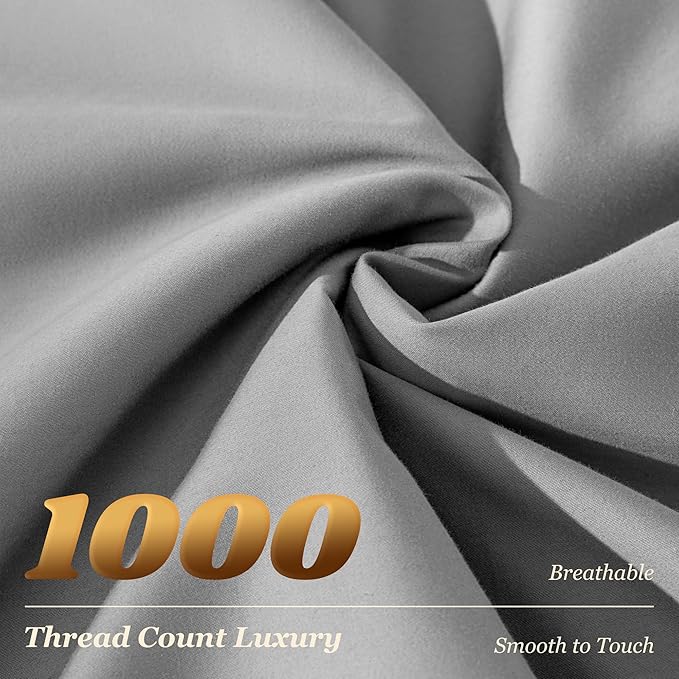LBRO2M 100% Cotton Sheets Set Deep Pocket 19", 1000 Thread Count California - Image 4