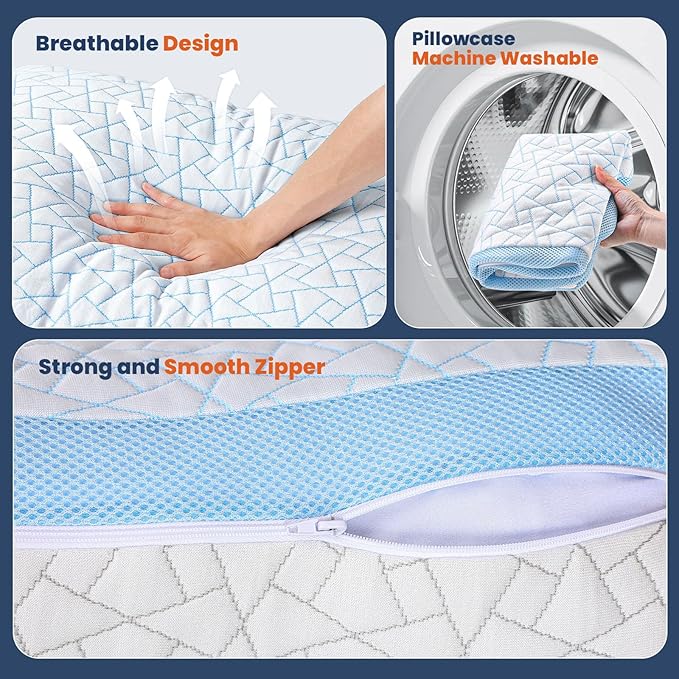 A-Pce Adjustable Pillow, Queen Size Set of 2 Bed Pillows - Image 7