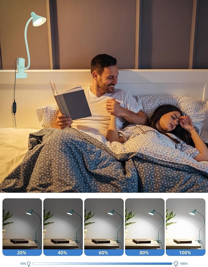 Clip on Light USB Reading Light, Eye Care Dimmable Reading Lamp Flexible - Image 4