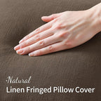 MIULEE Decorative Throw Pillow Covers Neutral Linen Fringe Throw Pillows Euro - Image 2
