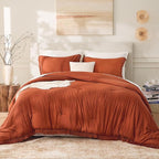 Andency Oversized King Size Comforter Set Terracotta 128x120, 3 Pieces Boho - Image 2
