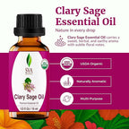 SVA Clary Sage Essential Oil Organic – 1/3 Fl Oz – 100% Natural Organic Clary - Image 2