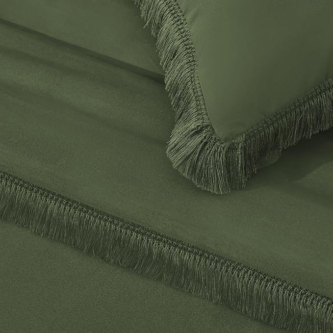 Andency Comforter Oversized King Olive Green 120x98, 3 Pieces Boho Winter - Image 8