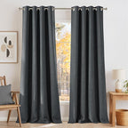 NICETOWN Faux Linen Charcoal Gray Blackout Curtains 84 inches Long by NICETOWN