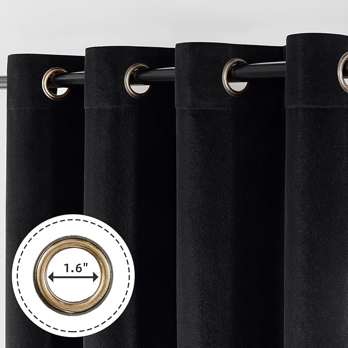Joydeco Black 100% Blackout Curtains 120 Inch 2 Panels, Luxury Thermal - Image 6