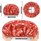4 PCS Shower Cap for Women, Elastic and Reusable Bath Caps, Double Layers - Image 3