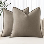 MIULEE Decorative Linen Euro Sham Pillow Covers 24x24 Inch Tan TaupeBoho by MIULEE
