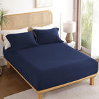 Queen Sheet Set 4 Pieces, Wrinkle Free, Oeko-Tex Certified Bedsheets，Navy Blue - Image 7