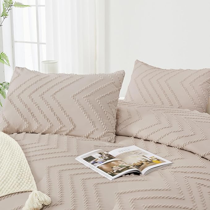 Andency Linen Comforter Set King Size, Boho Soft Warm Tufted Bedding Comforter - Image 4
