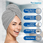 KEEPOZ Hair Towel Wrap Quick Dry 100% Cotton Super Absorbent Turban Head Wrap - Image 7