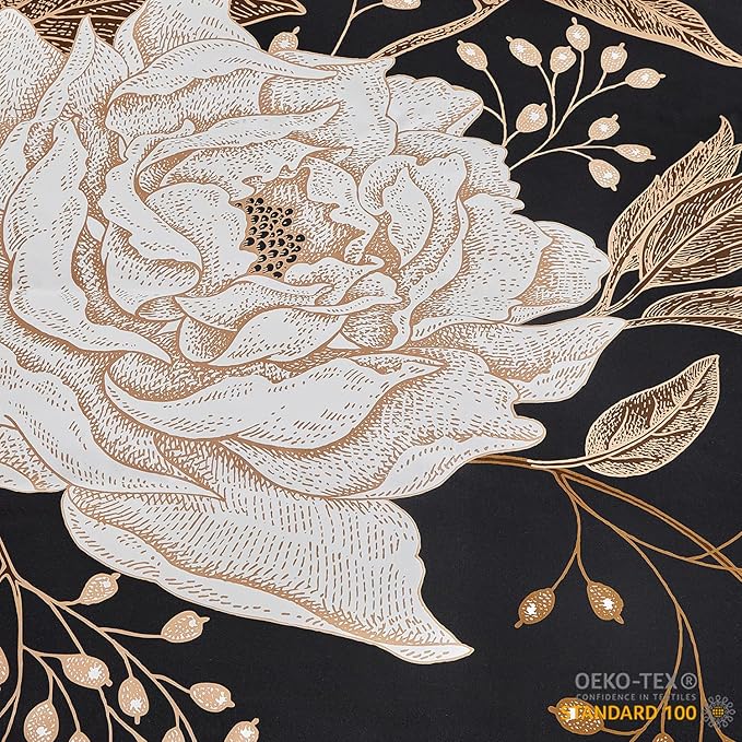 mixinni Black Floral Duvet Cover Twin XL Size, 3 Pieces Garden Style Botanical - Image 5
