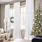 Pitalk 100% Blackout Curtains for Bedroom White 100 Inch Length Living Room - Image 2