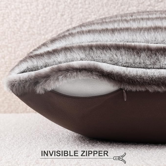 Pallene Faux Fur Plush Throw Pillow Covers 18x18 Set of 2, Luxury Soft Fluffy - Image 3