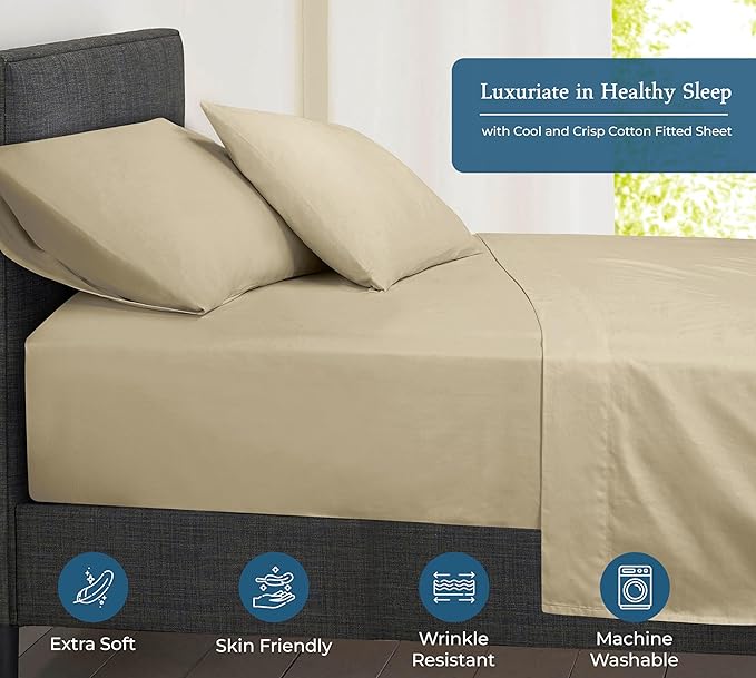 Royale Linen 400 Thread Count 100% American Grown Cotton Fitted Sheet Twin Size - Image 3