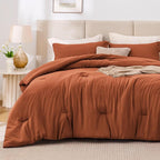 Love's cabin Terracotta Queen Comforter Set, 3-Piece Prewashed Bed Set - Image 2