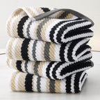 VOOVA & MOVAS Black & Gray Striped 100% Cotton Hand Towels by VOOVAMOVAS