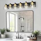 Bathroom Light Fixtures, 6-Light Black and Gold Bathroom Vanity Light, 38 Inch - Image 8