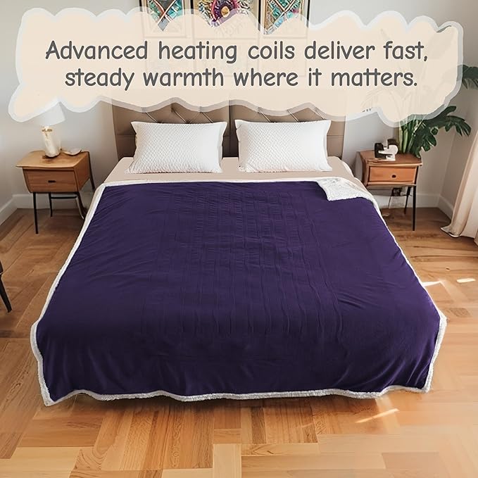 Electric Heated Blanket Queen Size 84"x90", Soft Flannel - Image 7