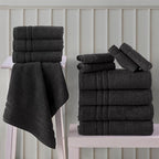 Black 6 Pack Bath Towels Sets Linen - Image 8