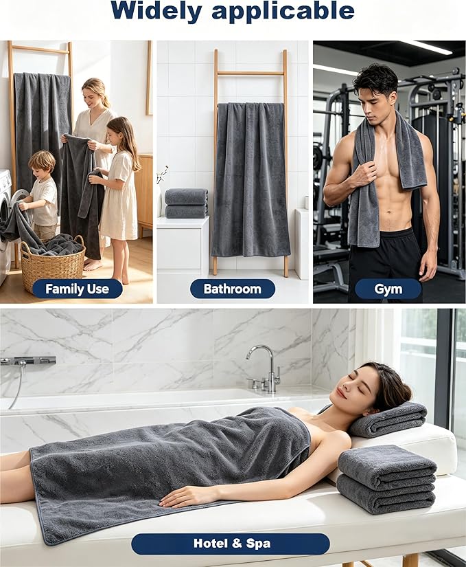 Lumimi Towels 4 Piece Soft Microfiber Bath Towel Set Salon Gym Yoga Travel - Image 3