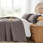 WURUIBO Dark Gray Quilt Set King/Cal King Size, Embossing Microfiber Bedspreads - Image 3