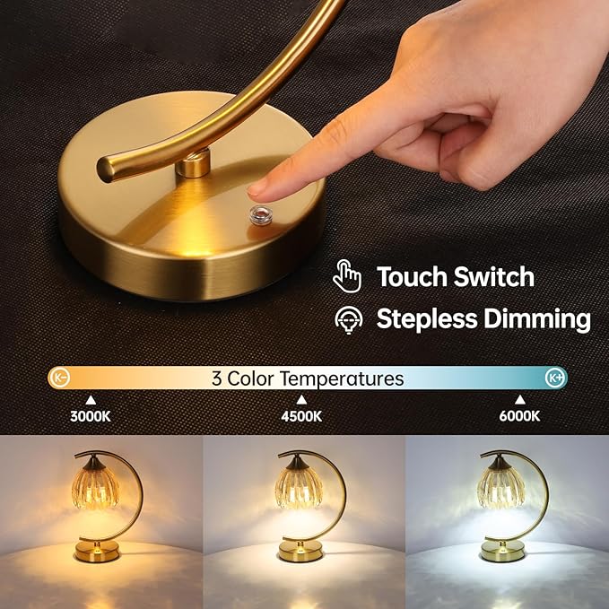Tulip Table Lamp with 5200mAh Battery & Touch Control, Cordless Lamp with 3 - Image 3