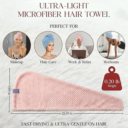 2 Pack Microfiber Hair Towel Wrap - Image 2