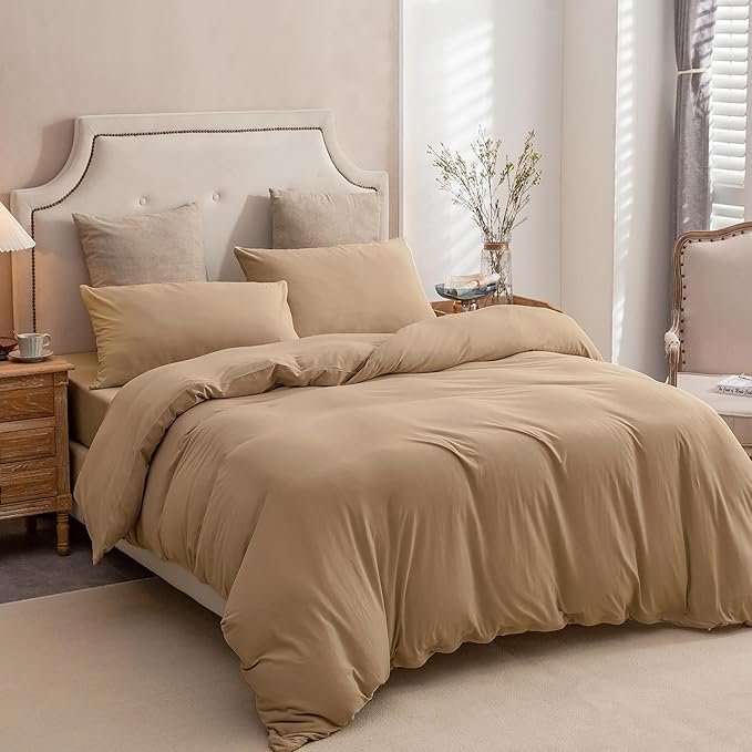 PURE ERA Jersey Knit Duvet Cover Set 100% T-Shirt Cotton Super Soft Comfy 3pc - Image 3