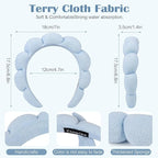 Ztomine Headbands, Makeup Removal, or Facial Mask Usage, Dark Khaki + Blue - Image 3