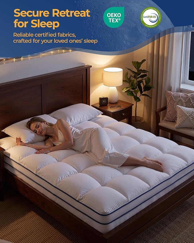 KAYFIA King Mattress Topper, Extra Thick Mattress Pad Cover - Image 3