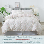 FADFAY Floral Duvet Cover Set Twin XL 100% Cotton College Bedding Pink Flower - Image 8