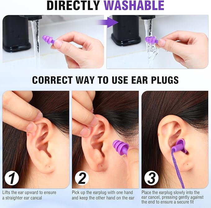 Tondiamo 200 Pairs Ear Plugs Reusable Silicone Earplugs - Image 5
