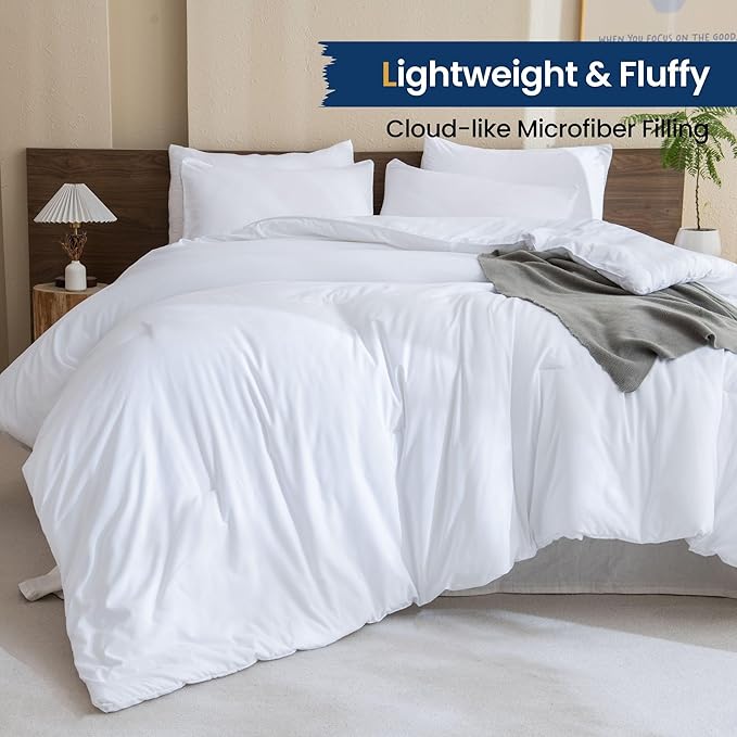 Paxrac White Comforter Twin/Twin XL Size, 2 Pieces Extra Long Comforter Set - Image 3