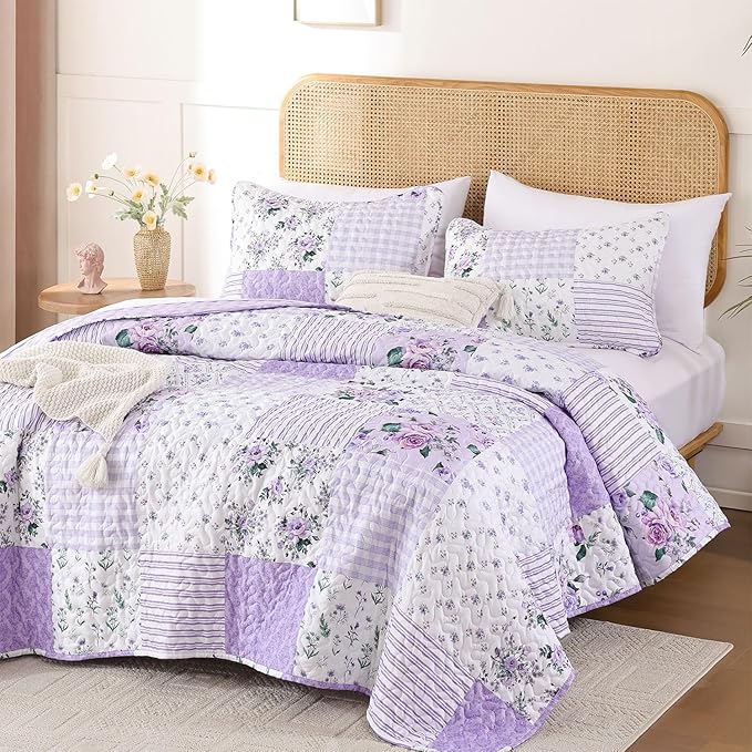 YIKUSH Quilt Sets Queen Size Floral Quilt Set 3 Pieces Bedding Set Bedspreads - Image 6