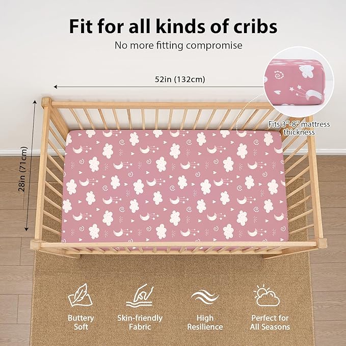 Baby Crib Sheets Girl, 3 Pack Toddler Bed Sheets Fit - Image 3