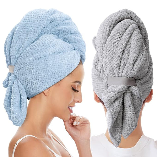 2 Pack Large Microfiber Hair Towel Wrap by BYCOO