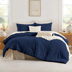 Andency Navy Blue California King Comforter Set, Boho Cal King Soft Warm Tufted - Image 2