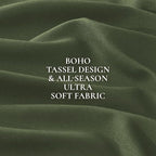 Andency Olive Green Comforter Set Full Size, 3 Pieces Boho Tassel Lightweight - Image 9