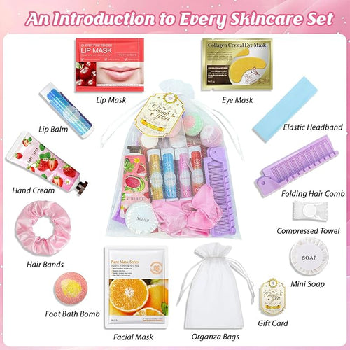 104PCS Sleepover Spa Party Supplies, Include Face Masks, Lip Balm, Hand Cream - Image 2