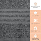 White Classic Wealuxe Grey Bath Towels Set of 4, Cotton Body Towel - Image 2